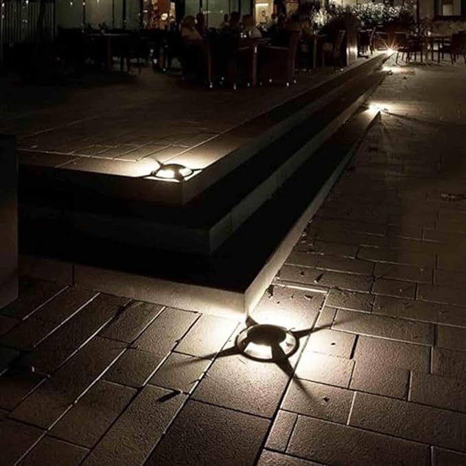 LED Recessed Ground Spotlight - Garden Buried Lights - 4 Sides Light Emitting Waterproof IP65 Recessed In-Ground Lamp for Courtyard Pathway Landscape Lamp(White3W-24)