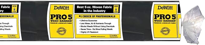 Dewitt Pro-5 Weed Barrier Fabric 5 oz 4x250 &amp 5x250 Feet – Heavy-Duty Woven Landscape Ground Cover Mat for Raised Garden Bed Greenhouse Gardening Outdoor Landscaping and Commercial Planting