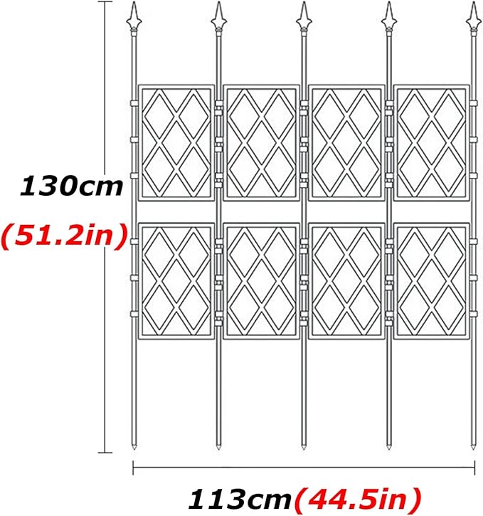 Outdoor Garden Trellis with PE Coated Steel Pipe Metal Plant Trellis Fence for Potted Plants Climbing Plants for Outdoor Patio Lawn Yard Backyard Wall Decoration(113x130cm)