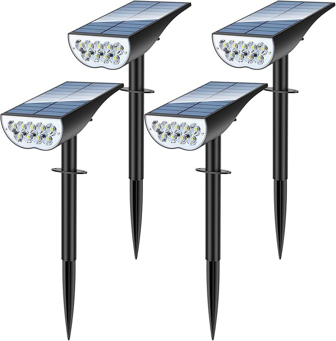 Solar Spot Lights Outdoor Solar Lights Outdoor Waterproof IP65 3 Brightness Modes Dusk to Dawn Landscape Spotlights for Yard Garden Pathway Tree Decoration Cool White 5 Pack