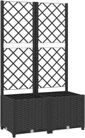 vidaXL Garden Planter with Trellis - Black Outdoor Plant Box 31.5x15.7x53.5 - Polypropylene Raised Bed for Climbing Plants and Flowers