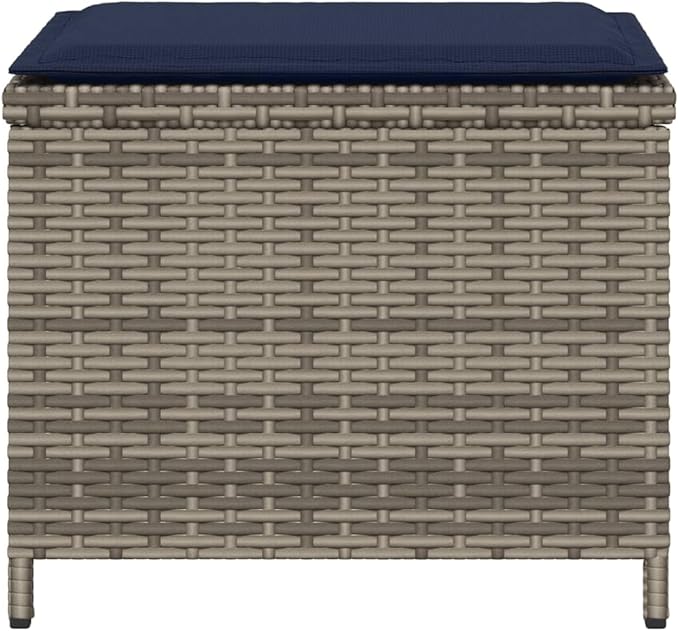 vidaXL Garden Stool Grey PE Rattan Powder-Coated Steel 157x157x138 in