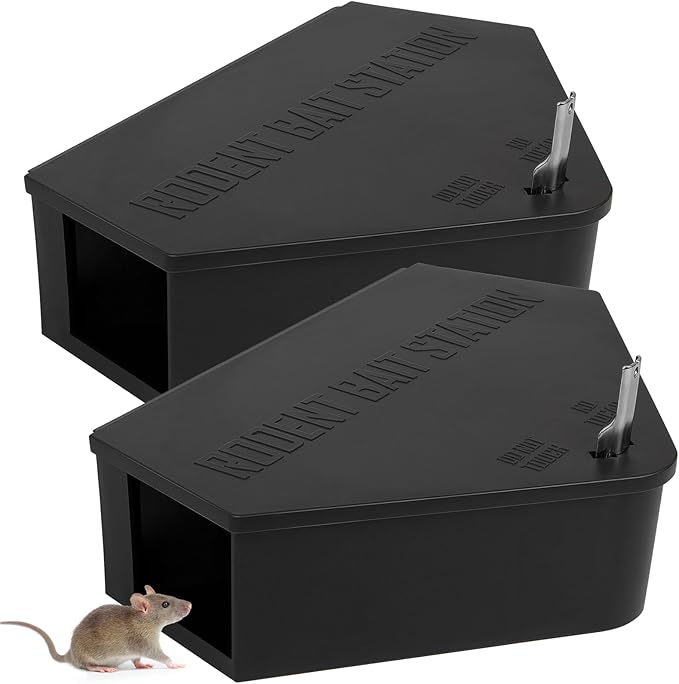 Anblak 2 Pack Rat Station Box with Keys Rodent Station Keeps Rats Away Keeps Children and Pets Safe Key Unlocking Reusable &amp Long-Lasting Indoor &amp Outdoor