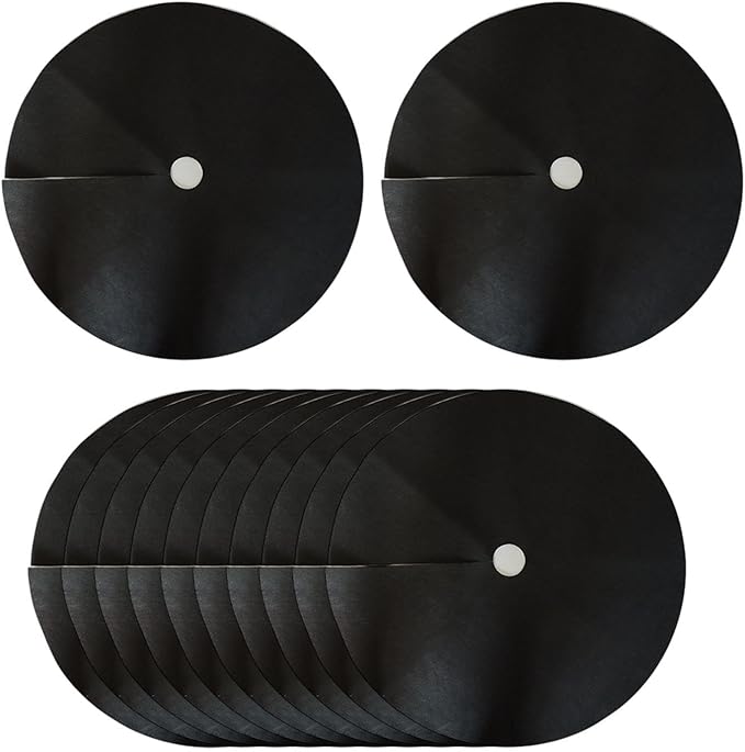 HouseVibe 12Pcs Tree Mulch Rings Black Round Weed Control Mat Barrier Fabric for Garden Tree Guards Indoor Outdoor Use- Diameter 52 cm