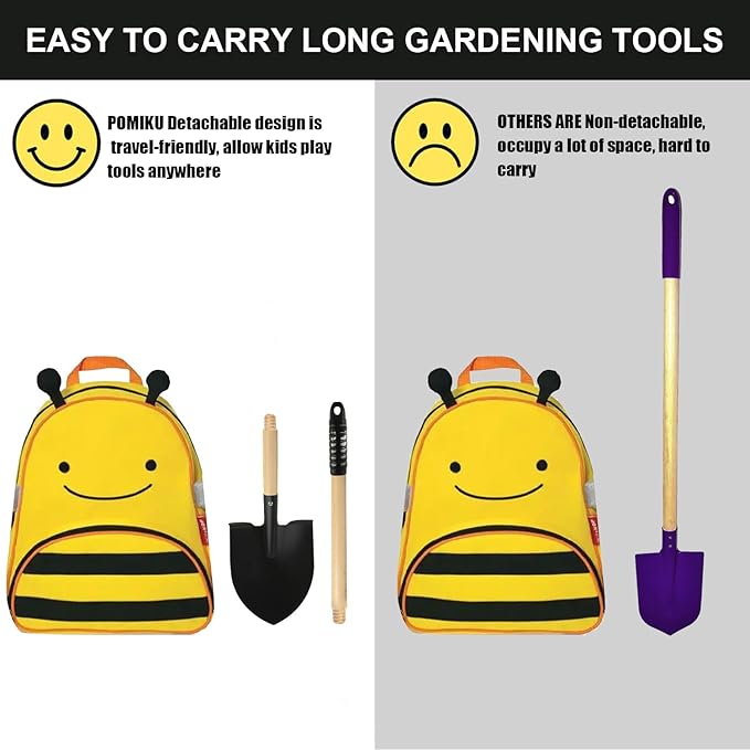 Kids Rake and Shovel Sets 7PCS Child Metal Gardening Tools for Real Digging-Great for Garden Yard Sandbox Lawn Camping Play Outdoor Toys for Ages 2-4 5-7 Years Old