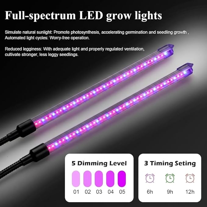 1020 Nursery Tray with Grow Lights - 4-Pack 6.3 Extra High Humidity Dome &amp Heavy Duty Propagation Tray 8-Pack Integrated 96 Full Spectrum LED with Timer/5 Dimmable Levels Reusable Greenhouse Ki