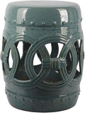 Decorative Garden stools Decorative Ceramic Garden Stool Hollow Out Laicai Copper Money Round Stool Suitable for Living Room Balcony Garden Etc(Antique Dark Blue)
