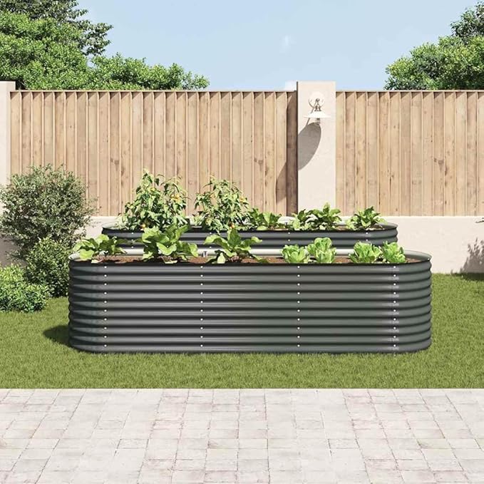 Garden Raised Bed Grey Galvanized Steel Planter Box 126.0 x 31.9 x 31.9 inch Large Outdoor Planters for Vegetables Herbs Flowers