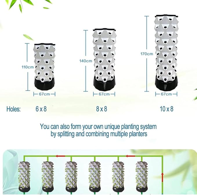 Hydroponic Tower Hydroponic Grow Kit with Hydro Pump Garden Hydroculture Growing Vertical Tower for Fresh Herb Garden Fruits Vegetables8Floors