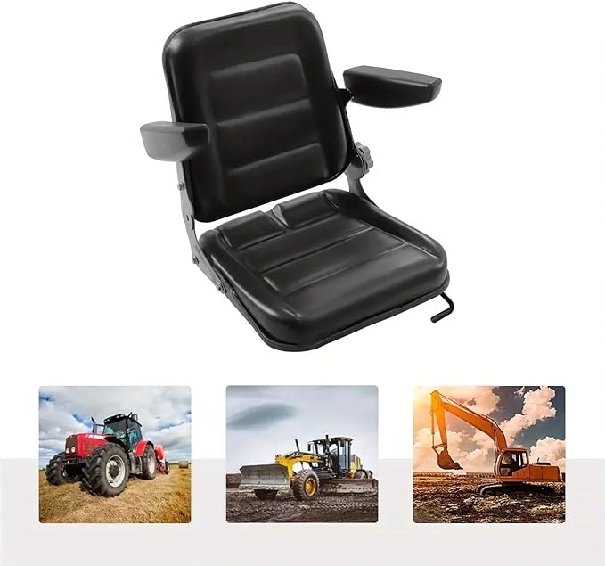 Tractor Seat Universal Seat Fit Garden Tractor Lawn Mower Adjustable Backrest Black