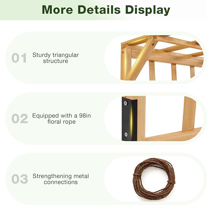 Aoxun 108 Raised Garden Bed with Trellis Wood Planter Container with Hanging Roof &amp Garden Boxes for Climbing Plants Flowers Vine (3 piece)