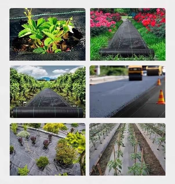 Weed Control Membrane Breathable Weed Barrier Fabric Porous Weed Membrane Trimmable Weed Barrier Perfect for Gardens Patios Flower Beds Landscaping(1 * 100m)