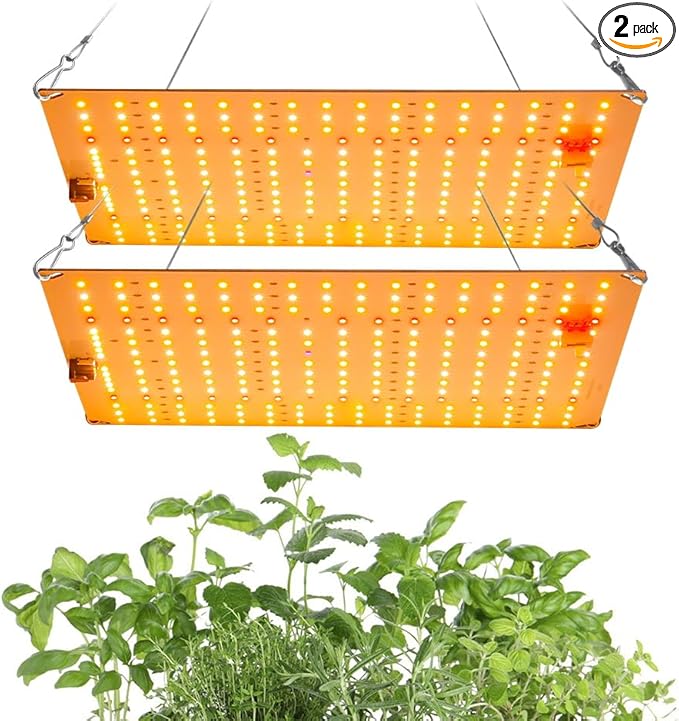 2Pcs 300W LED Plant Grow Lamps Sunlight Full Spectrum 100-277V Greenhouse Tent Hydroponic Fill Light UV/IR Indoor Seedings Cultivation Lights 110V Sapling Vege Succulent Potted Moss Lighting