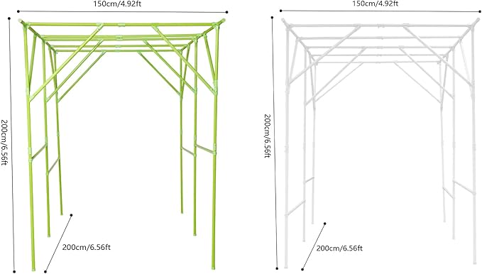 Grape Vine Trellis 6.56x4.92x6.56ft Heavy Duty Garden Trellis for Climbing Plants Large Steel Plant Support with ABS Base for Tomatoes Cucumbers Outdoor (Green+White)