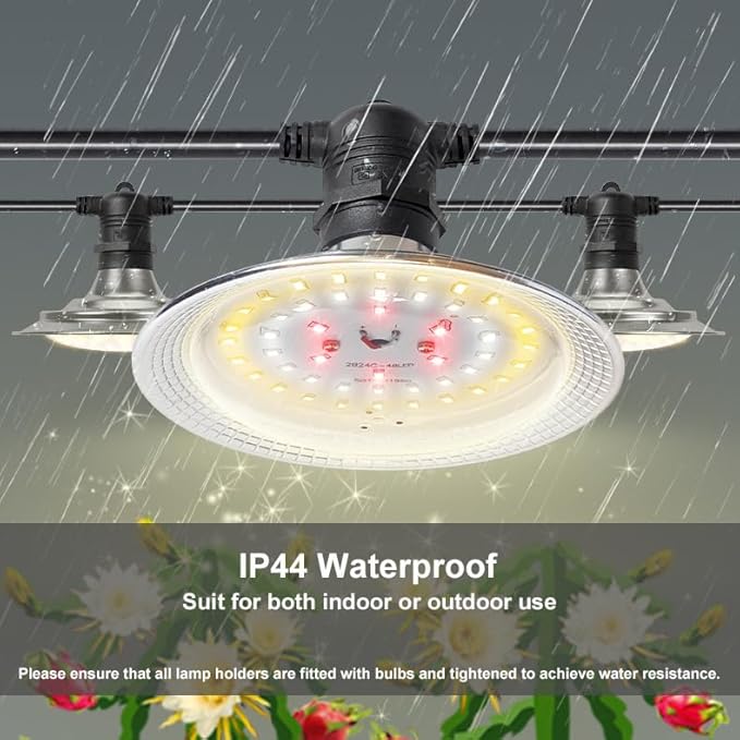IMVSINCERE Outdoor Grow Light String 200W Greenhouse IP44 Waterproof String Grow Lighting Full Spectrum LED Plant Grow Lights Lamp Garden Grow Lights 42.65ft for Veg Seedling Flower (12-Bulbs)