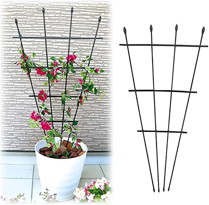 Plant Supports for Garden 90cm 120cm High Metal Fan Trellis for Climbing Plants in Pots Indoor Outdoor Decorative Plant Support Rust-Proof and Easy to Assemble(90cm/35.4in)