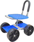 Garden Stool with Wheels Rolling Gardening Helper with Storage BasketAdjustable Height 23-35cmfor Farms Home(4 Wheels)