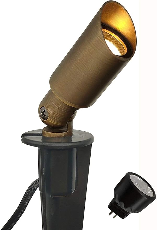 GKOLED 4-Pack Low Voltage Step Lights with Mini Size Brass Landscape Spotlight