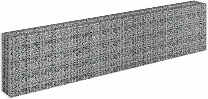 Galvanized Raised Garden Bed 141.7 x 11.8 x 35.4 in Silver Outdoor Metal Planter Box for Vegetables Flowers &amp Patio Durable Gabion Style Elevated Garden for Contemporary Backyards