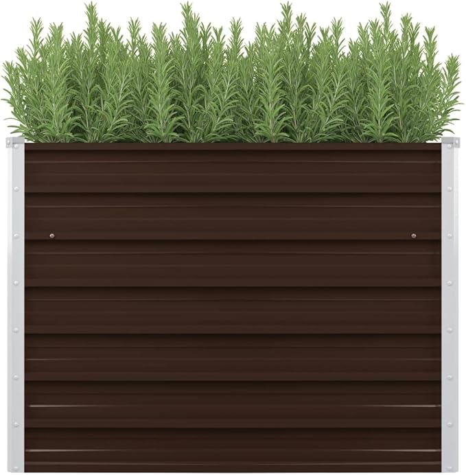Outdoor Raised Garden Bed Deep Root Box Planter Galvanized Steel Planter Box for Planting Outdoor Plants Vegetables Brown 39.4x15.7x30.3