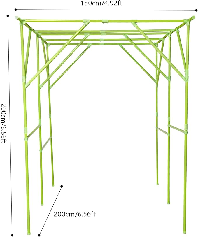 Grape Vine Trellis 6.56x4.92x6.56ft Heavy Duty Garden Trellis for Climbing Plants Large Steel Plant Support with ABS Base for Tomatoes Cucumbers Outdoor (Green)