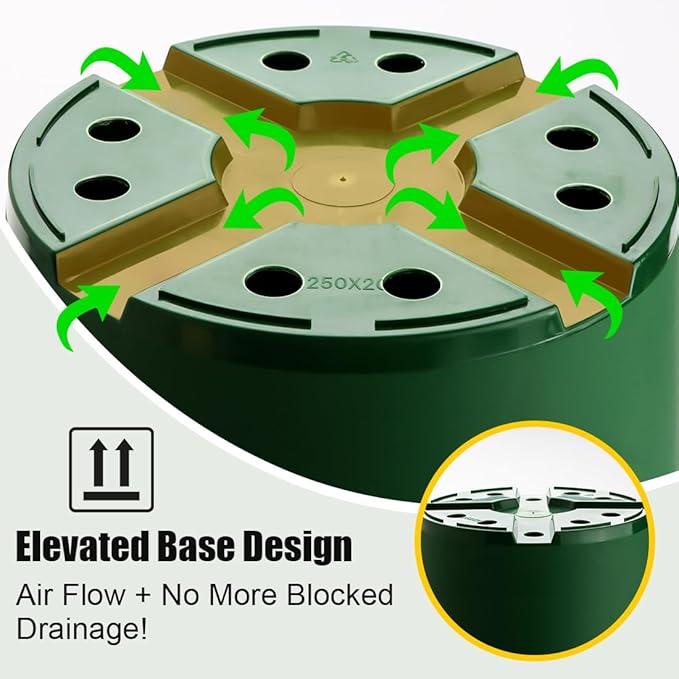 5 Gallon 12 Inch Plastic Nursery Pots Plant Containers with Drainage Holes Round Sturdy Garden Planters for Indoor/Outdoor Greenery Gardening Gifts for Women (5-Pack Green)