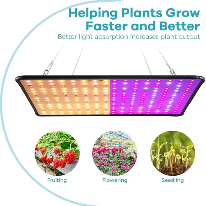 500W LED Indoor Planting Lamp 100-277V Greenhouse Hydroponics Red Blue Grow Lamps 110V Vegetable Bonsai Fruit Seeding Lights Potted Succulent Moss Cactus Cultivation Lighting with Hook US Plug