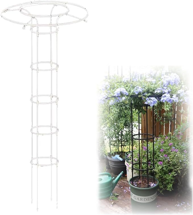 Garden Trellis for Climbing Plants and Flowers Rustproof Vertical Umbrella Trellis Wisteria Trellis Outdoor Flower Support Cage Climbing Stand Rack for Vines RoseWhite150cm/59.0in