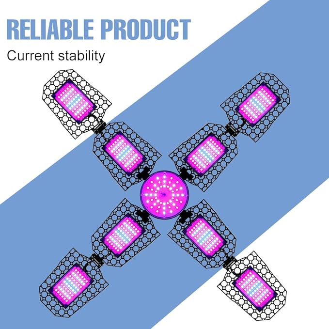 300W Energy Saving LED Red Blue Plant Supplement Light Equip 432 Full Spectrum LEDs E27/E26 Socket And 8 Adjustable Flexible Panels Red Blue Optimized Light for Seedling FloweringFruiting Stages