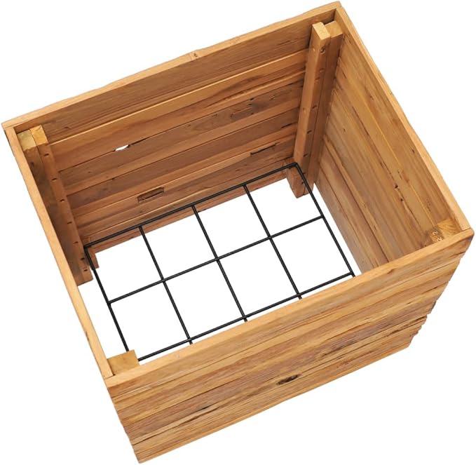 Raised Garden Bed Wooden Raised Bed Raised Garden Planter Box for Vegetables Flower Herb Gardening 19.7 x 15.7 x 21.7 Recycled Teak and Steel