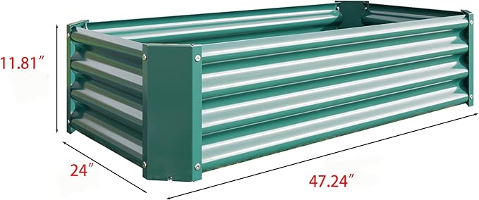 Donext Metal Raised Garden Bed Rectangle Raised Planter 4×2×1ft for Flowers Plants Vegetables Herb Veezyo Green