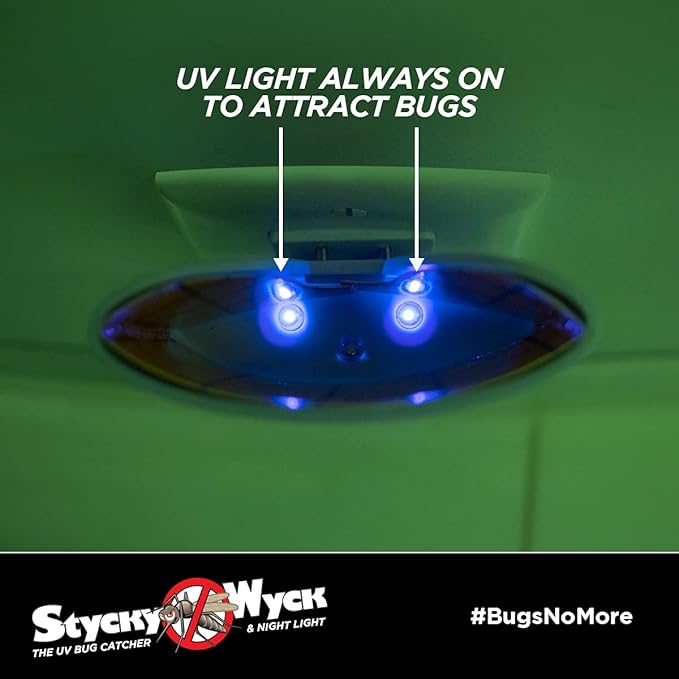 Flying Insect Trap Night Light LED Bug Catcher (Multi-Pack) - Plug in Bug Catcher Captures Houseflies Fruit Flies and Gnats - Adhesive Inserts Included