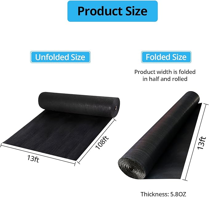 Driveway Fabric13x108FT Road Fabric Commercial Weed Barrier Fabric Landscape Fabric Heavy Duty 5OZ French Drain Fabric for Erosion ControlLandscape FabricWeed Barrier