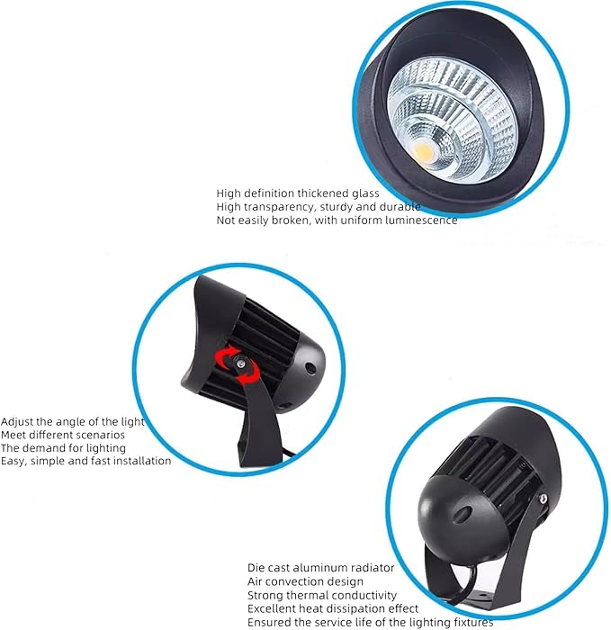 LED Flood Light - Outdoor Rotation Spotlight AC85-265V Spotlight Led Beam Light IP65 Waterproof Tree Lights Ground LED Landscape Lights for Building Garden Park(Blue7W)