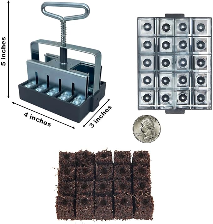 Ladbrooke Authentic Soil Block Maker - 2-Pc Set Includes Micro 20 with Cubic Inserts Made in England
