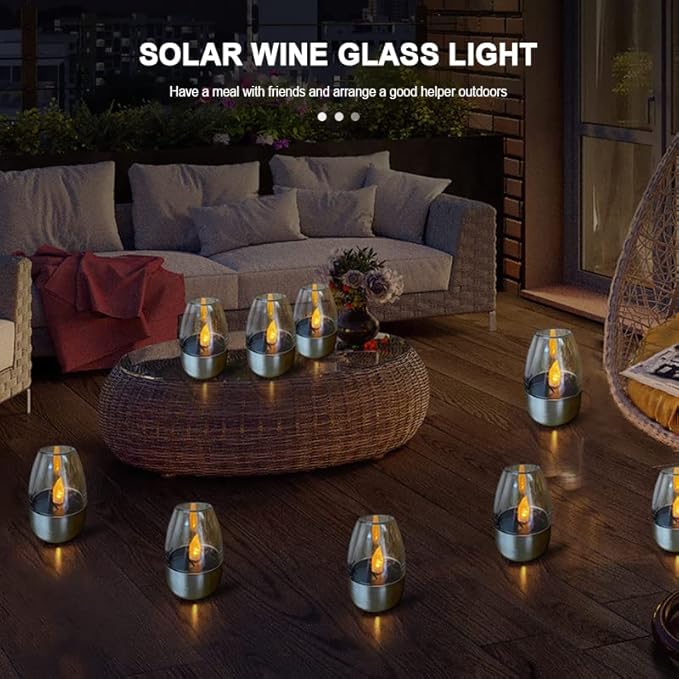 Plant Growing Lamps 5 Pack Solar Light Outdoor Garden LED Stainless Steel Candle Light Lawn Deck Night Light Solar Lighting for Balcony Garden Decor(2 Pack)