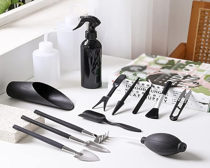 Alnicov 14 Pcs Succulent Plants ToolsSucculent Transplanting Tools Kit Mini Garden Hand Transplanting Tools Set with Storage Bag for Indoor Outdoor Miniature Fairy Garden Plant Care