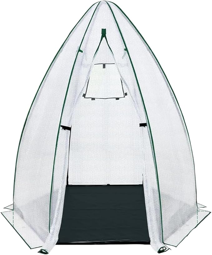 Portable Greenhouse for Outdoor Plants Heavy Duty Hexagonal Green House with Durable PE Cover Zippered Door Mesh Window Plant Protector From Animals Weather for Vegetables Flowers Fruits Herbs