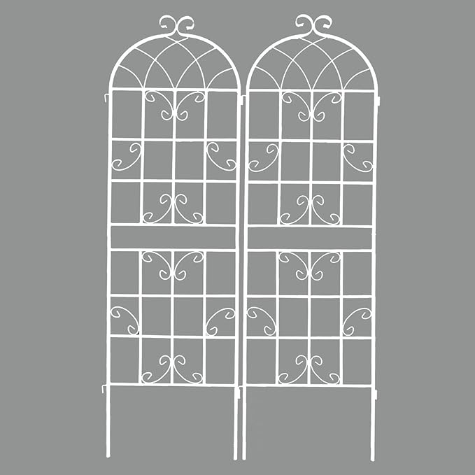 2 Pack Large Garden Trellis 71 H x 19.7 W Heavy Duty Rustproof White Iron Plant Trellis for Potted Plant Support Metal Climbing Rose Trellis Vine Vegetable Cucumber