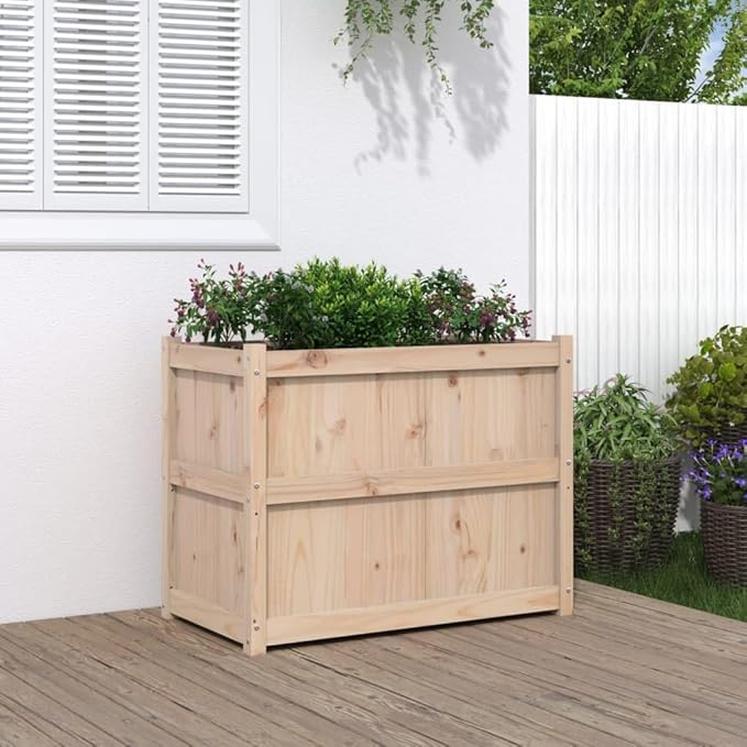 Wooden Raised Garden Bed Garden Planter Box Outdoor Wood Raised Garden Bed for Planting Plants Vegetables 35.4x19.7x27.6 Solid Wood Pine-243