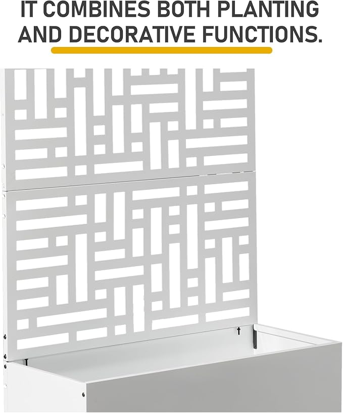Metal Planter Box with Trellis70 Outdoor Raised Garden BedPrivacy Planters for Patio GardenPlanter Box with Drainage Holes for Climbing Plants (White)