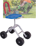 Garden Seat with Wheels Rolling Gardening Stool with Adjustable 360° SwivelFoldable Helperfor Lawn Yard(Blue)