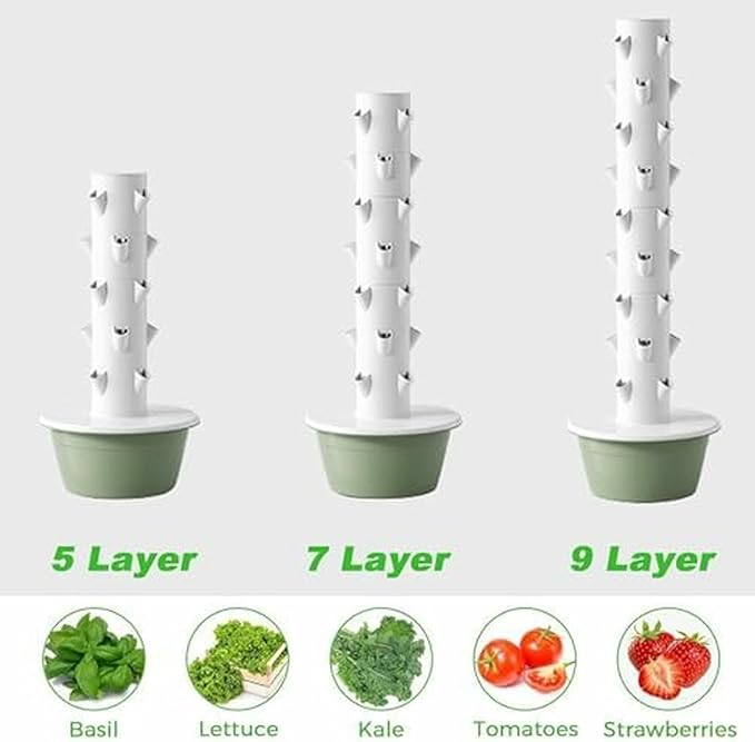 Vertical Hydroponics Tower Growing System - Indoor/Outdoor Planter Kit for Herbs Fruits &amp Vegetables for Gardening Enthusiasts-