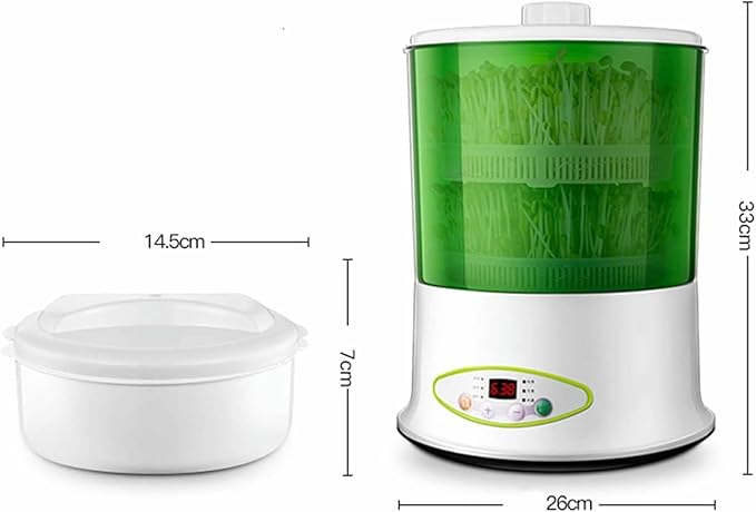 Home Smart Bean Sprout Machine Automatic Bean Sprout Machine Seed-Sprouter Kits Time and Temperature Control Water and Electricity Separation 1.8 L Wa
