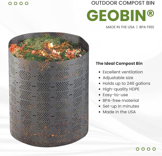 Compost Bin by GEOBIN - 246 Gallon Expandable Easy Assembly Made in The USA (Green)