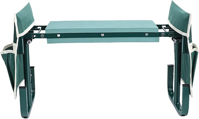 Tnfeeon Upgraded Wide Garden Kneeler and Seat with 2 Tool Pouches Workseats 2 Tool Pouches 10.6 Inch Width Foldable Stool Bench Kneeling Sitting Support 400 Lbs Gardeners Seniors (Green)