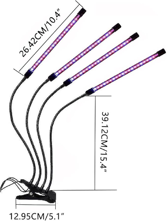 SEIWEI LED Plant Lamps Double Head Grow Light for Indoor Plant Full Spectrum LED Grow Lights with Timer Setting 3/9/12H Auto On&ampOff Flexible Gooseneck (2 Head)