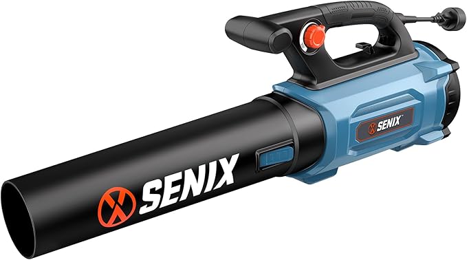 SENIX 12 AMP Handheld Electric Leaf Blower Up to 700 CFM and 110 MPH Variable Speed Lightweight 120v (BLAE12-M)