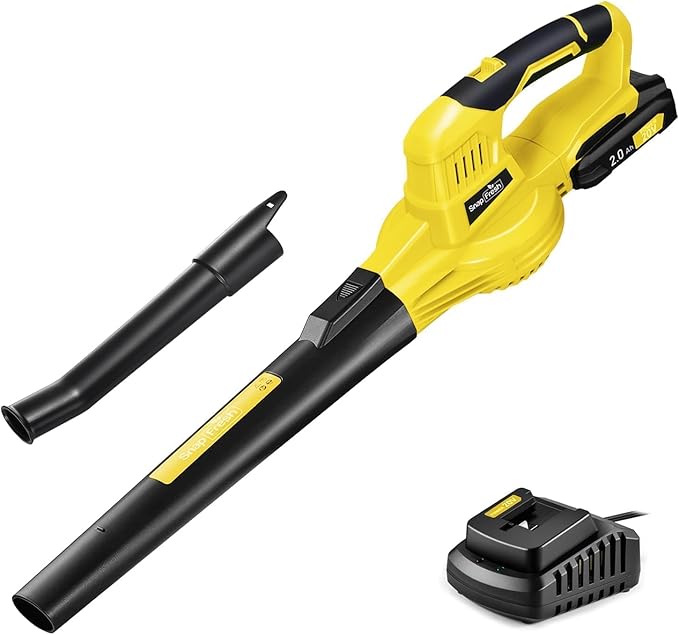 SnapFresh Cordless Leaf Blower with Battery &amp Charger 20V Electric Leaf Blower for Lawn Care Battery Powered Leaf Blowers Lightweight for Patio/Yard/Garden Blowing