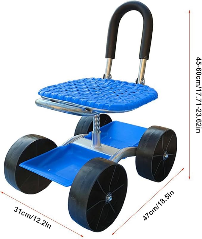 Rolling Garden Cart - Adjustable Cart Wheels Planting Tool Tray 360 Swivel Gardening Seat Outdoor Plantings Gear | Planting Weeding Gardenings Lawn for Outdoor Weeding Gardening Lawn